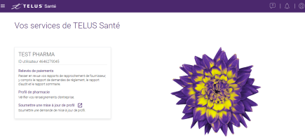 Cette image montre la page Services de TELUS Santé.