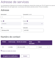 The Service address window